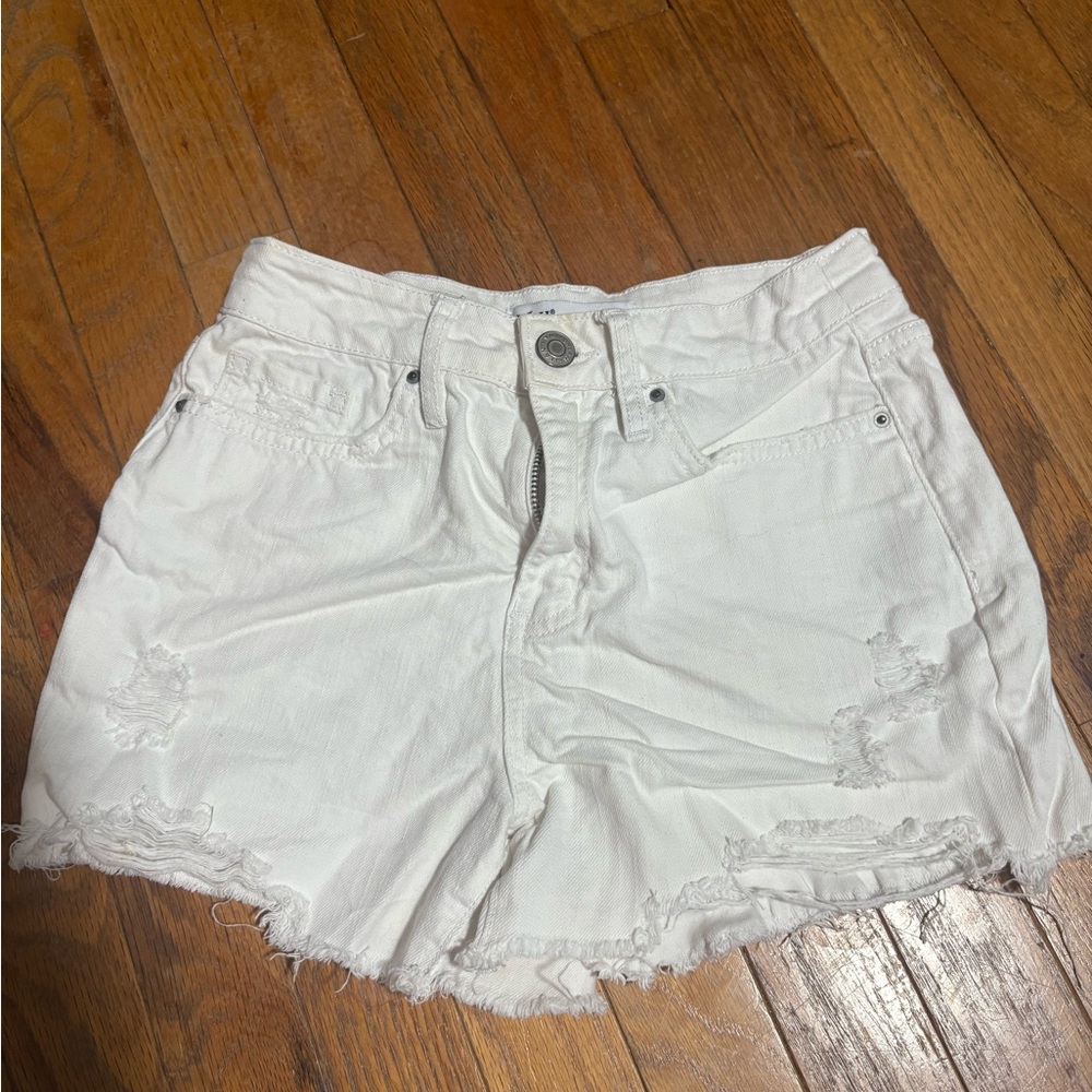 YMI Women's White Frayed Jean Shorts